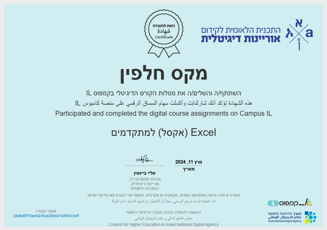 Advanced Excel Certification